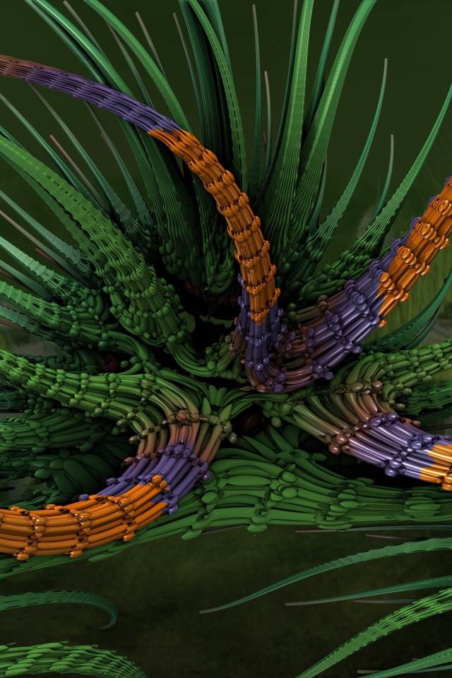 Абстрактный фрактальный цветок на зеленом фоне 