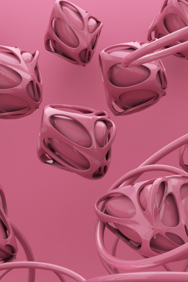 Абстрактные розовые квадраты с кольцами 