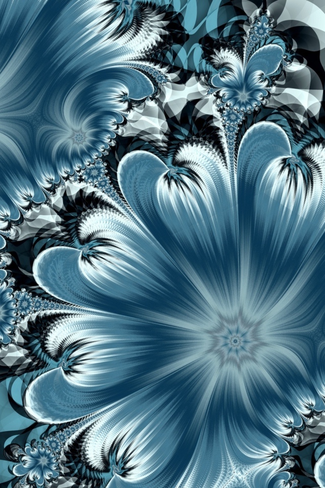 Красивый абстрактный синий цветок с узорами 