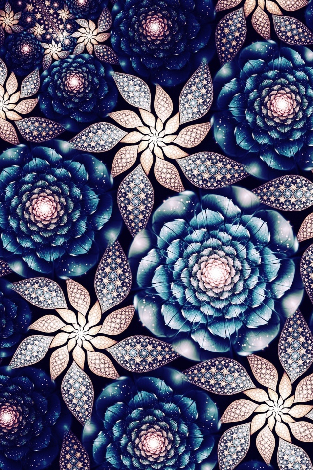 Красивые абстрактные цветы с неоновым свечением