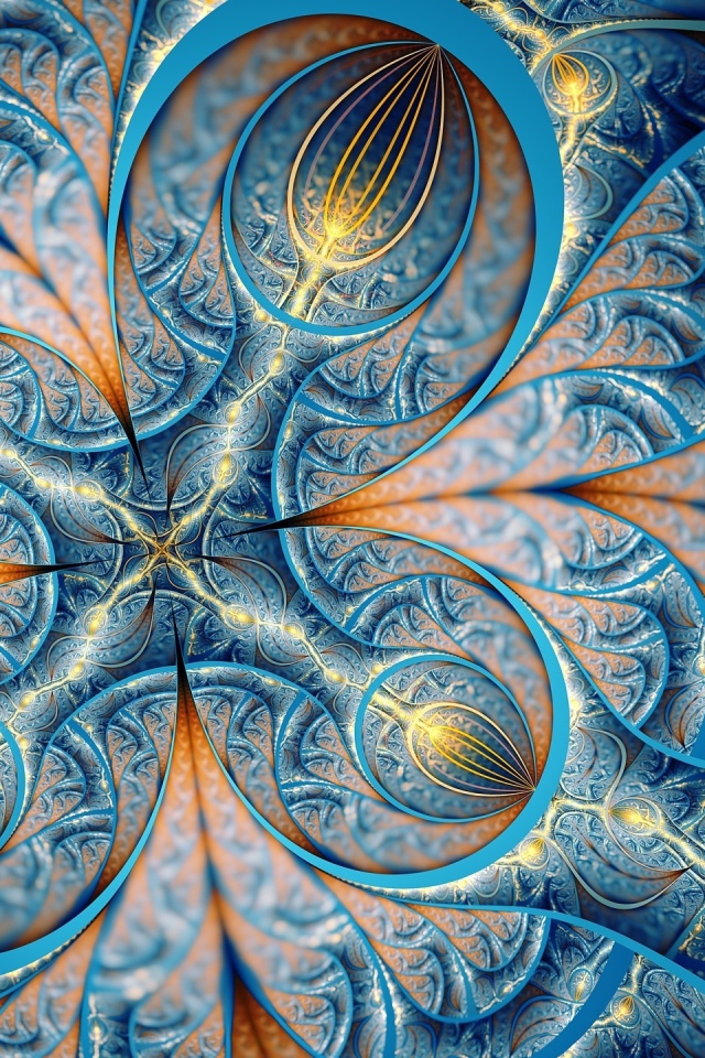 Красивый фрактальный голубой 3д рисунок 