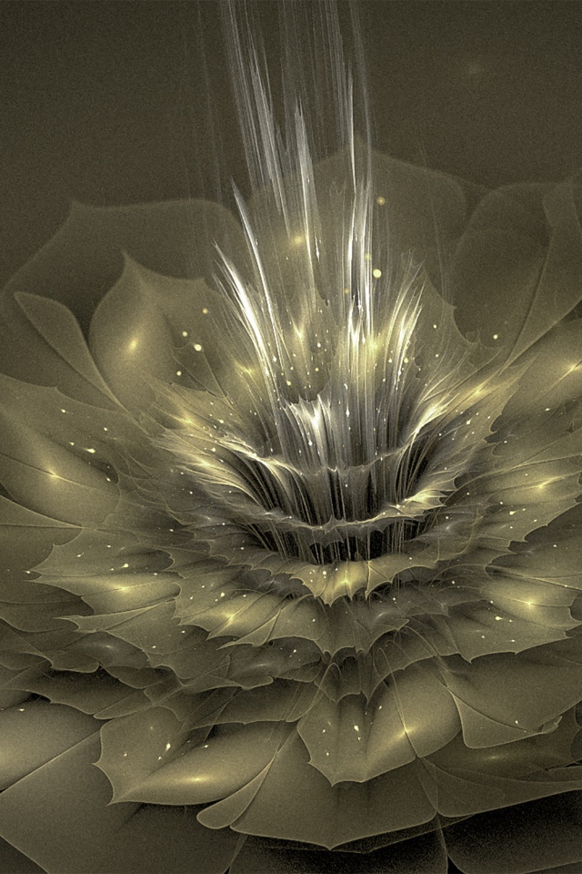 Красивый золотой цветок с блеском 3д графика