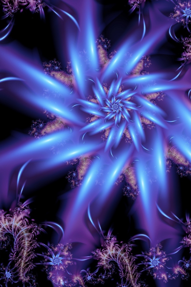 Красивый неоновый абстрактный цветок на черном фоне 