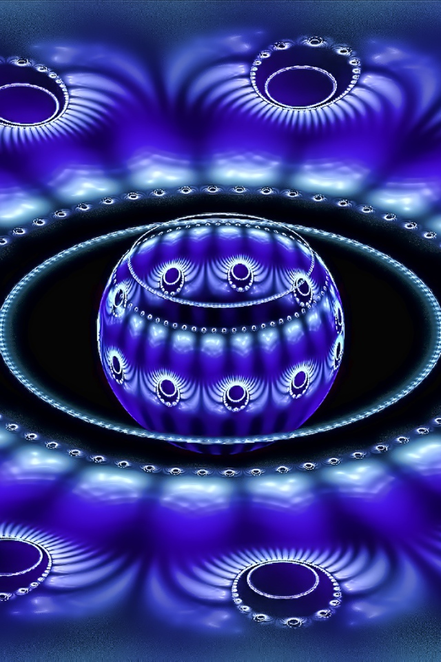 Синий цветок со сферой внутри 3д графика