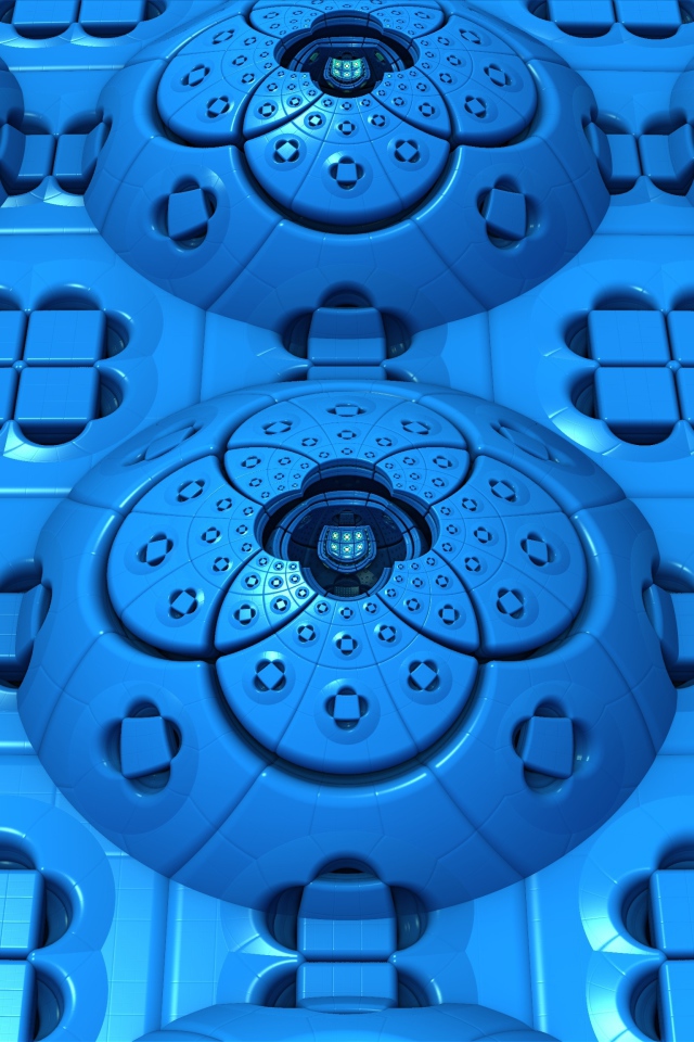 Голубые фрактальные цветочные узоры