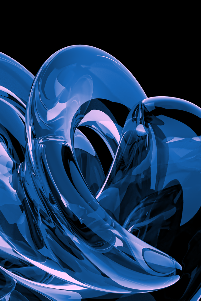 Голубая прозрачная спираль на черном фоне 