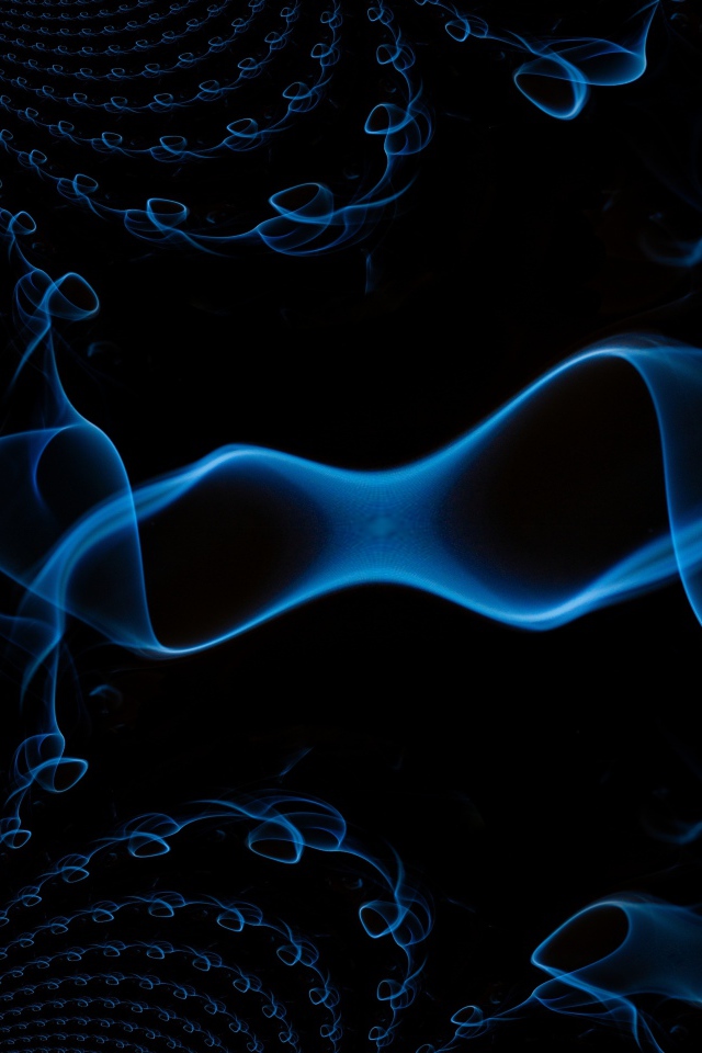 Синий волнистый дым на черном фоне