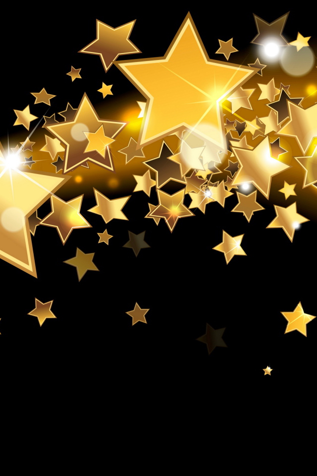 Яркие золотые звезды на черном фоне
