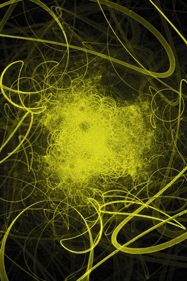 Яркие желтые волнистые лучи света на черном фоне