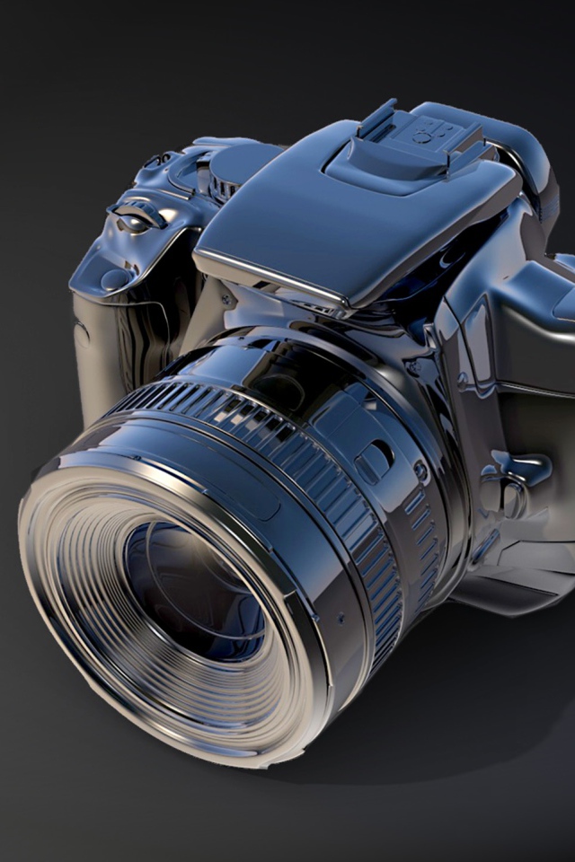 Фотоаппарат canon на черном фоне 3д  графика