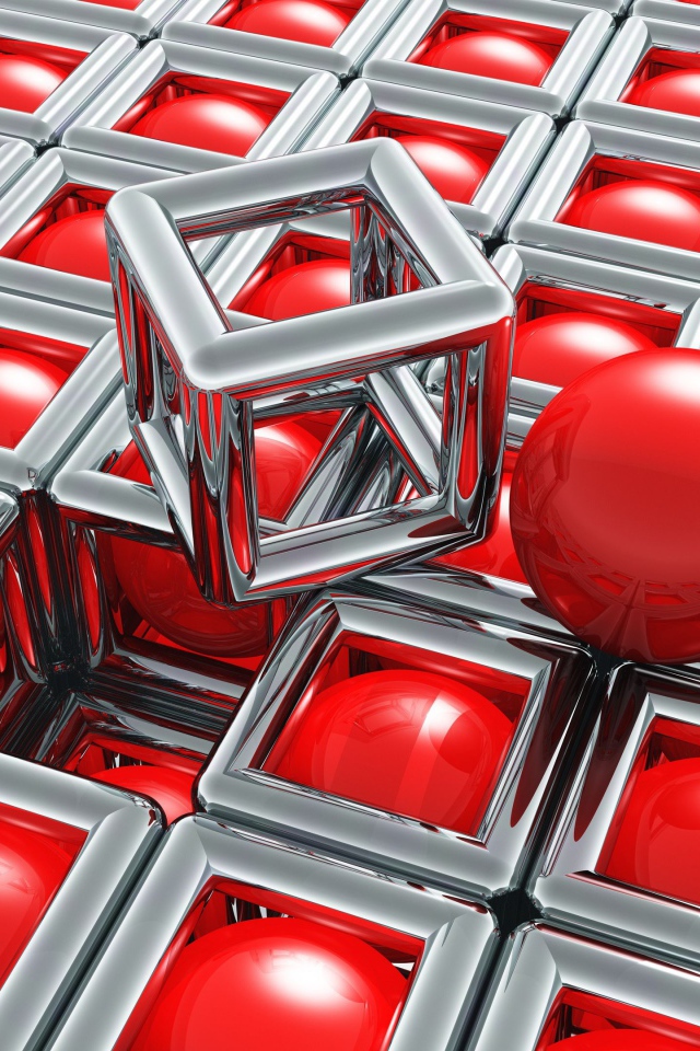 Хромированные кубы с красными шариками
