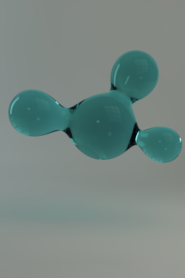 Фигурная голубая кристальная масса на сером фоне