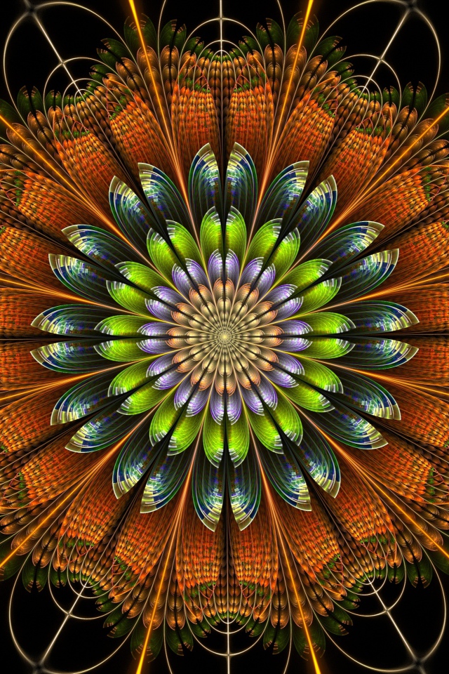 Цифровой цветок мандала крупным планом