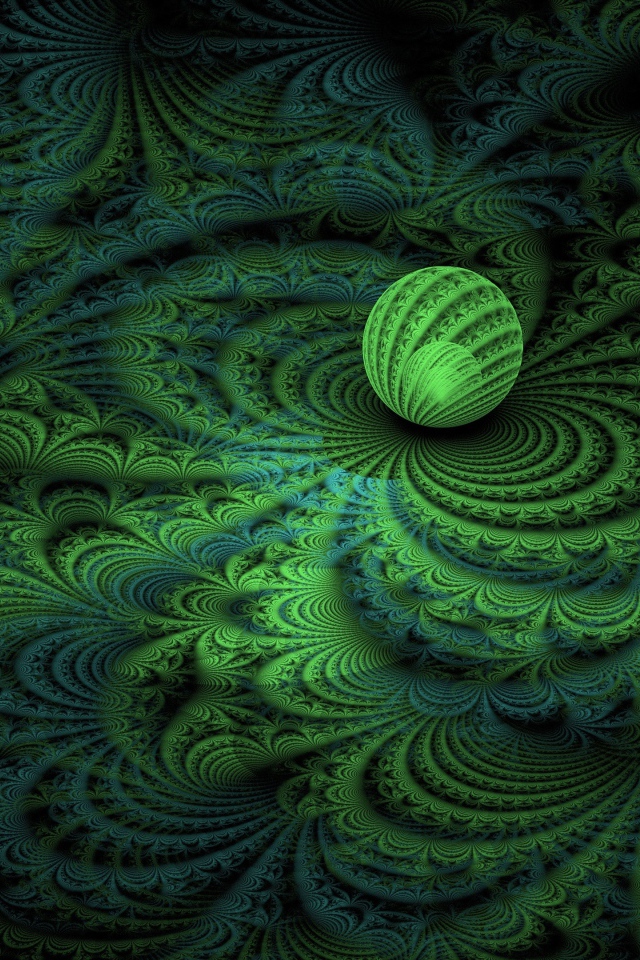 Светящаяся сфера на узорном фоне 