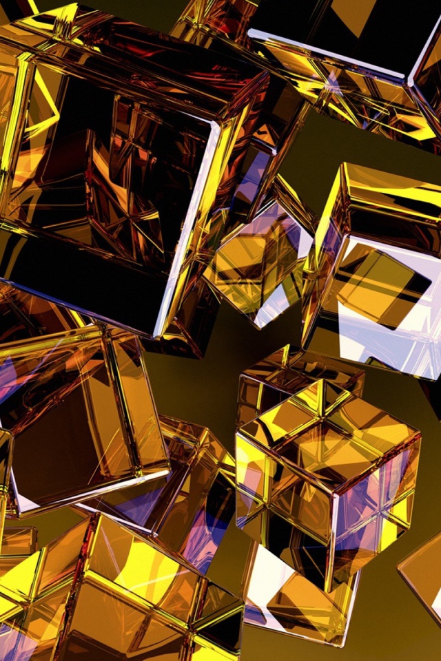 Золотые кубы в воздухе 3д графика