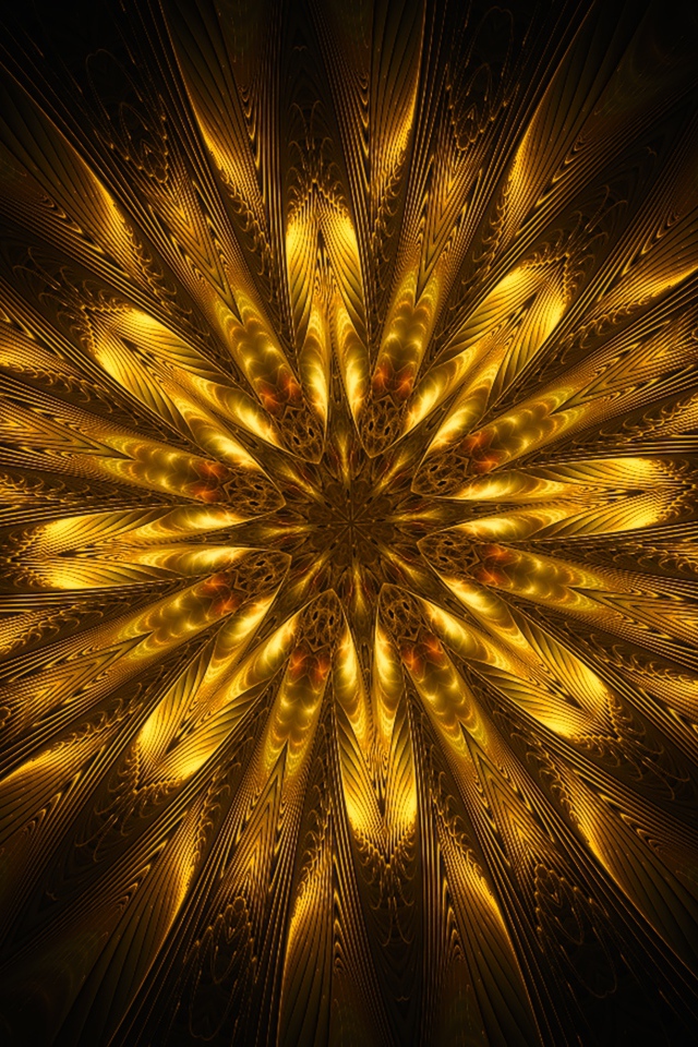 Золотой цветок мандала на черном фоне