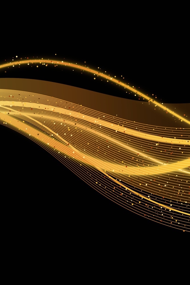 Золотистые волны с блестками на черном фоне 