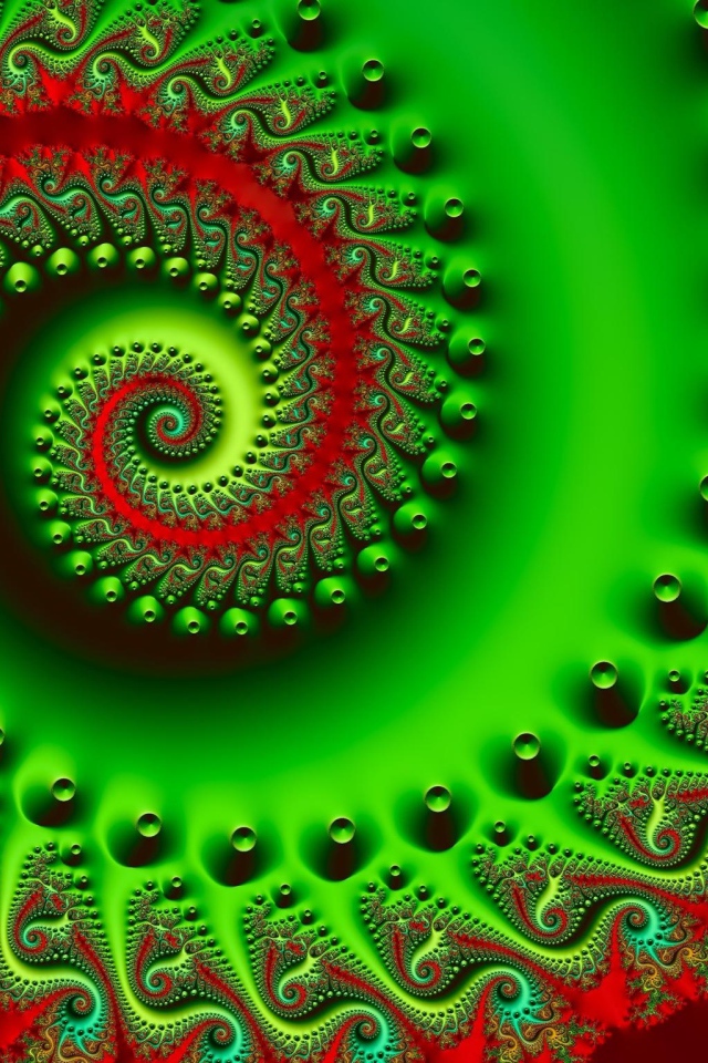 Зелено-красная абстрактная спираль 