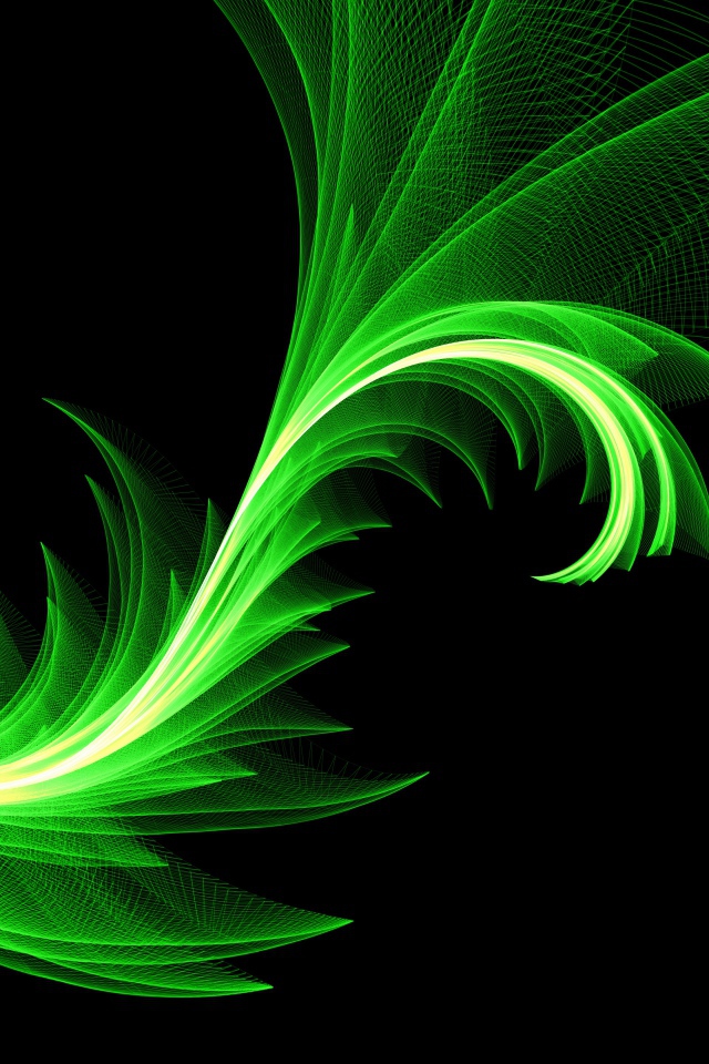 Зеленый волнистый абстрактный узор на черном фоне