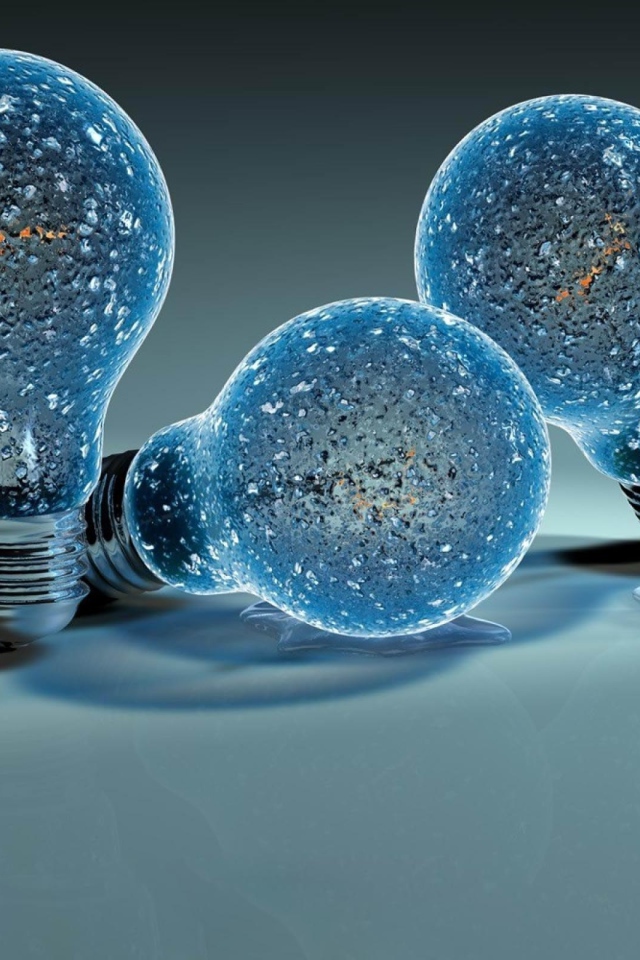 Ледяные лампочки на сером фоне 3д