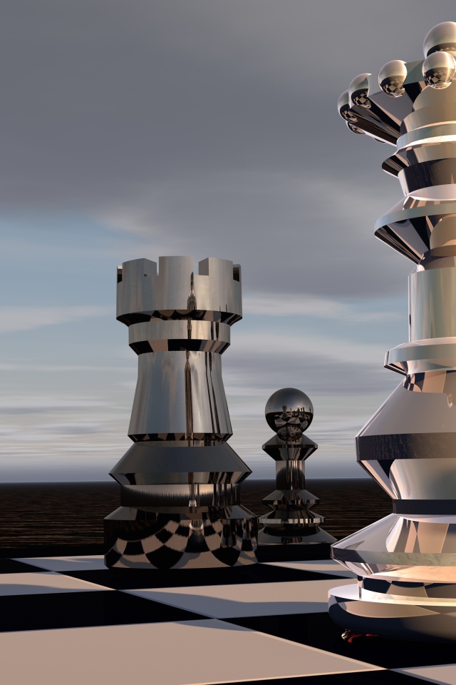 Большие стальные шахматные 3д фигуры