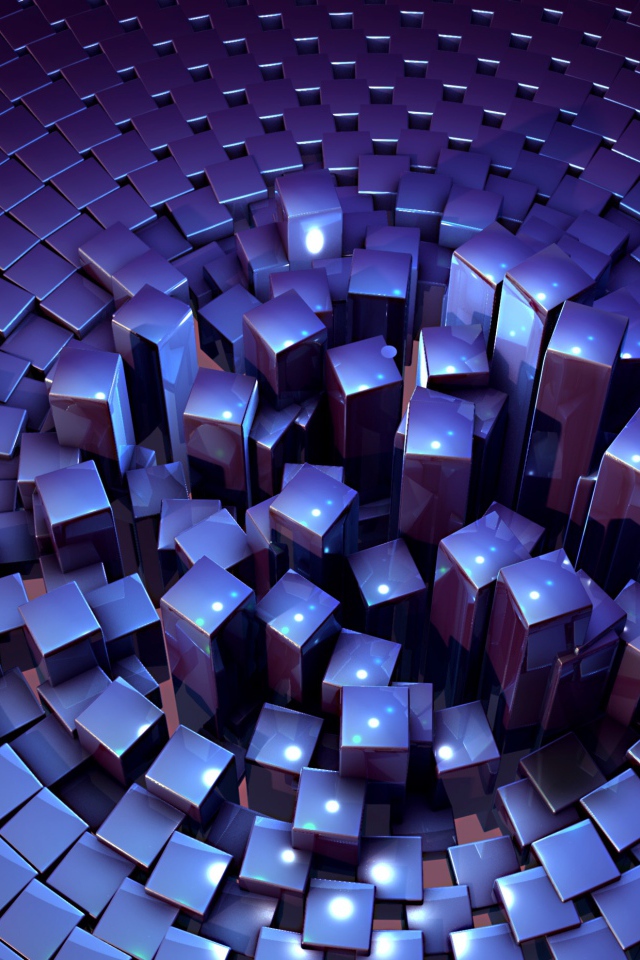 Много фиолетовых кубов 3д графика