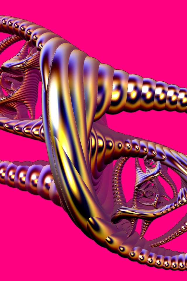 Металлический узел на розовом фоне 3д