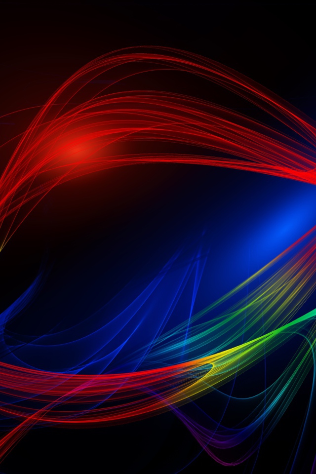 Разноцветные абстрактные волны на темном фоне