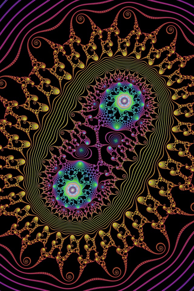 Разноцветный узор с бактериями на черном фоне