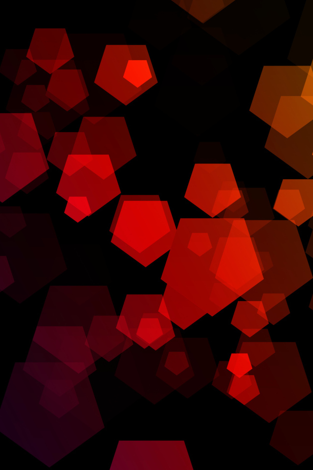 Разноцветные пятигранники на черном фоне