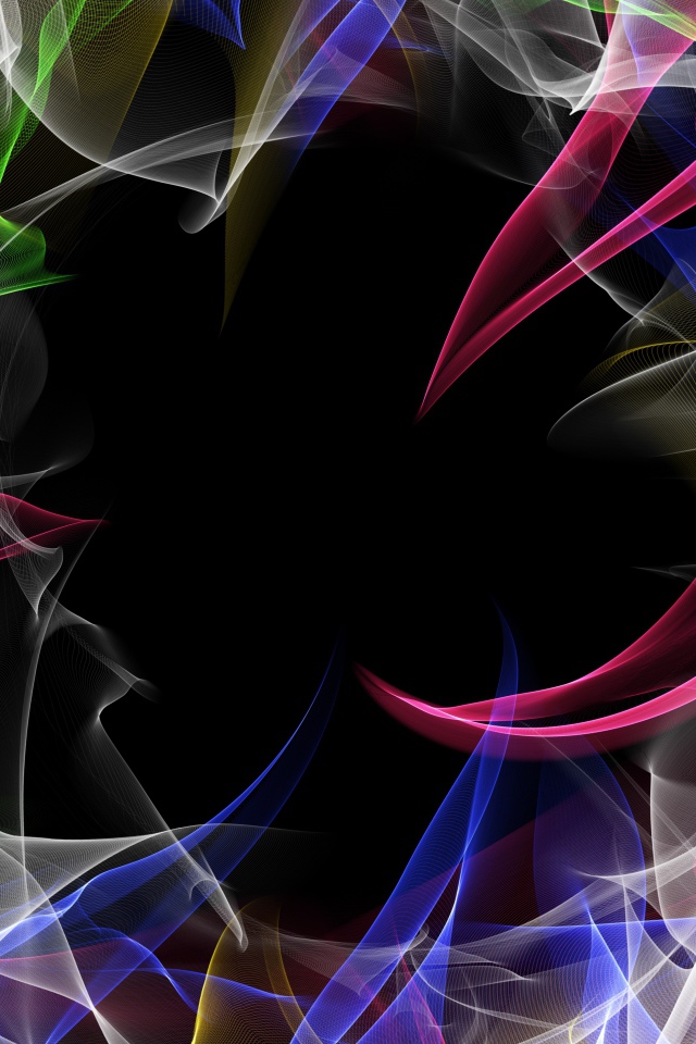 Разноцветные волны в дыму на черном фоне