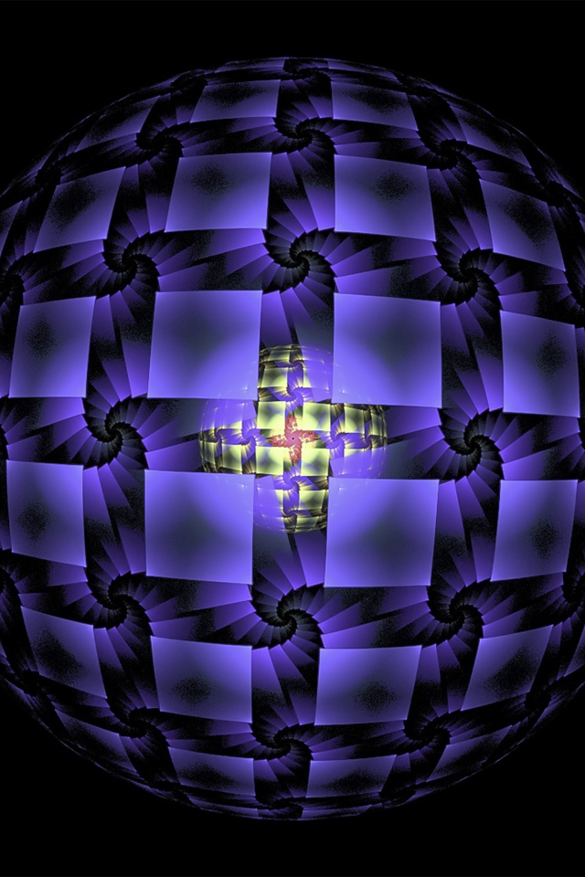 Фиолетовая сфера на черном фоне фрактал