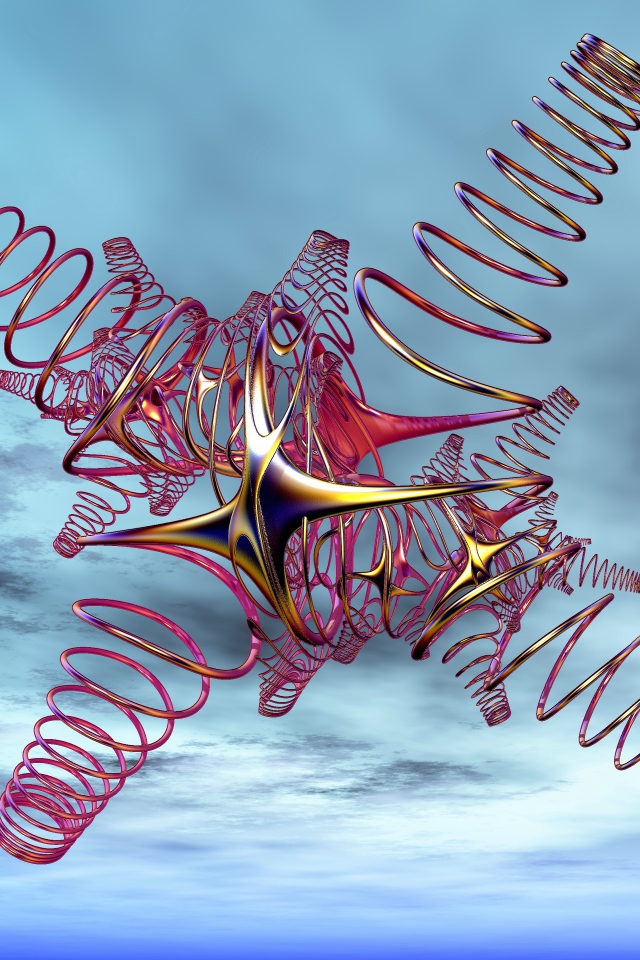 Красный спиральный рисунок на фоне неба