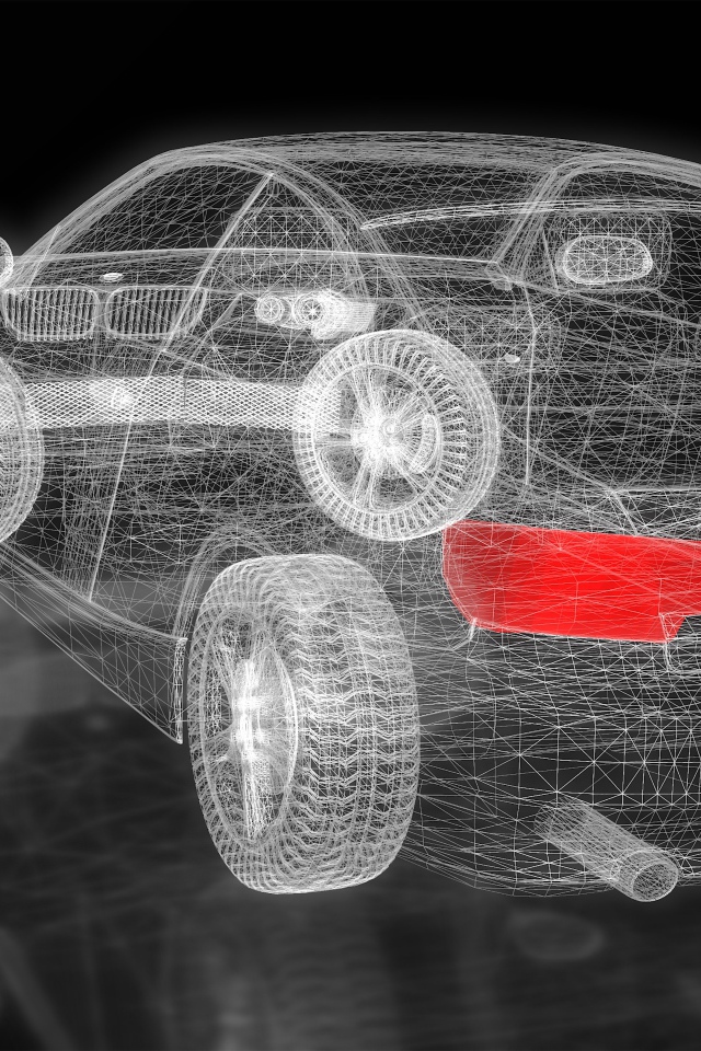 Трехмерная модель автомобиля на черном фоне