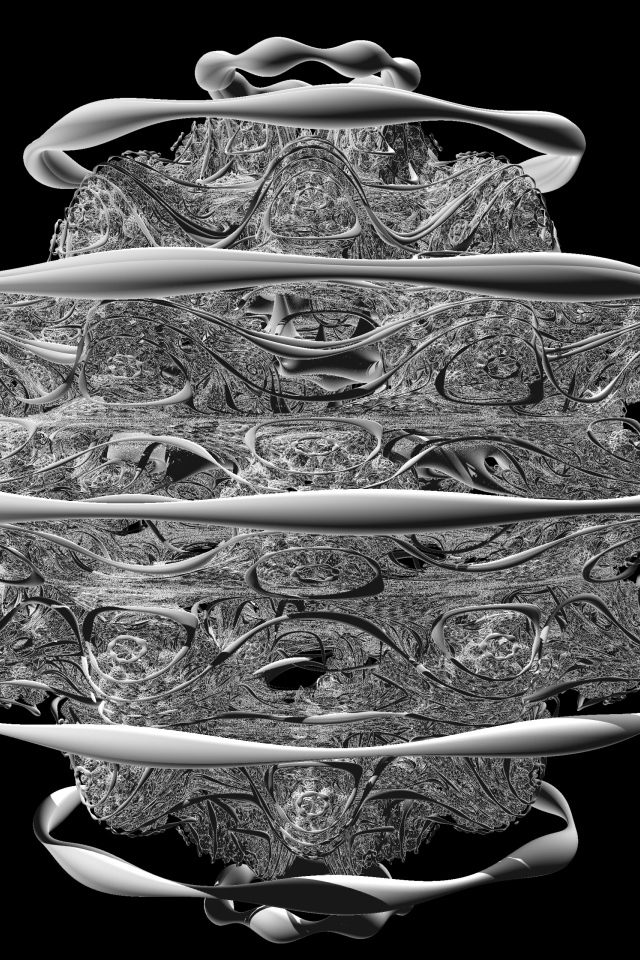 Белый фрактальный рисунок на черном фоне