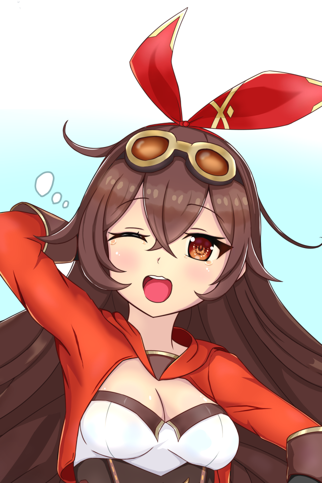 Девушка аниме с длинными коричневыми волосами