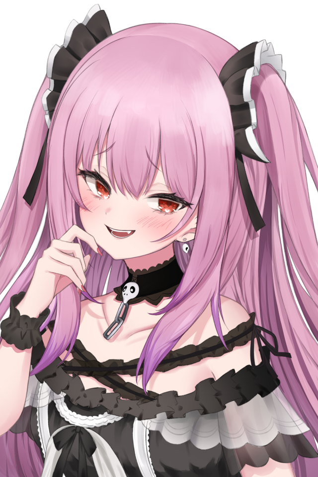 Девушка аниме с розовыми волосами на белом фоне