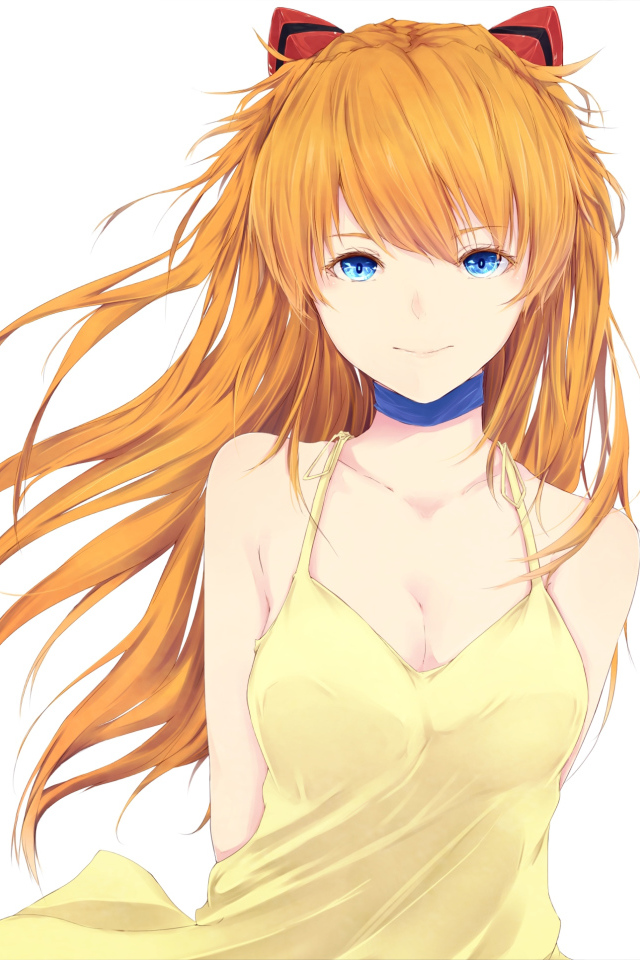 Красивая голубоглазая девушка аниме с рыжими волосами