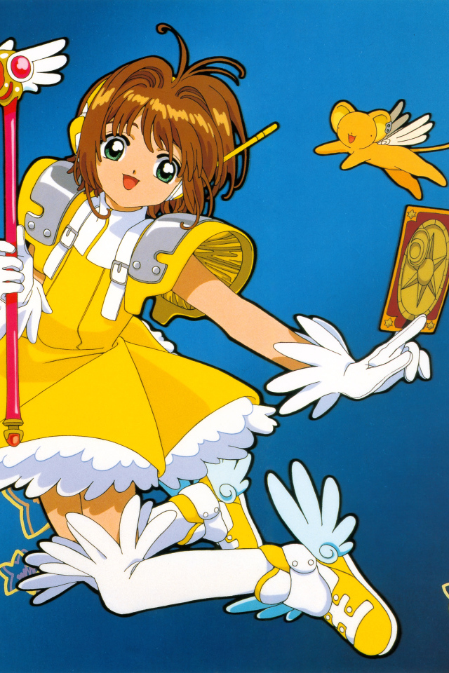 Девушка в желтом платье аниме  Сакура - Собирательница Карт