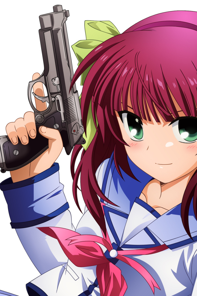 Девушка с пистолетом в руке аниме Angel Beats! Pistols