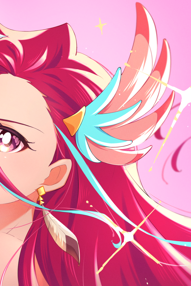 Девушка с длинными розовыми волосами аниме  Pretty Cure!