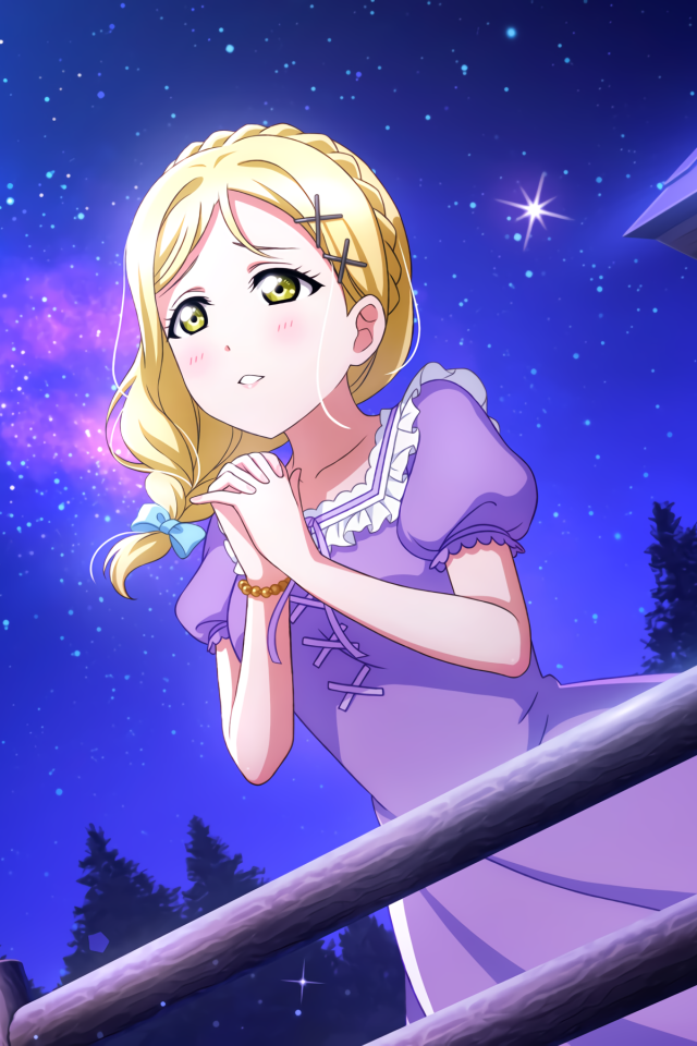 Грустная девушка аниме в фиолетовом платье 