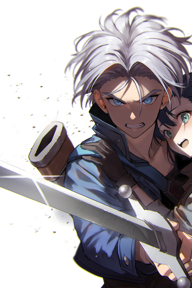 Парень и девушка на белом фоне аниме Драконий Жемчуг Зет