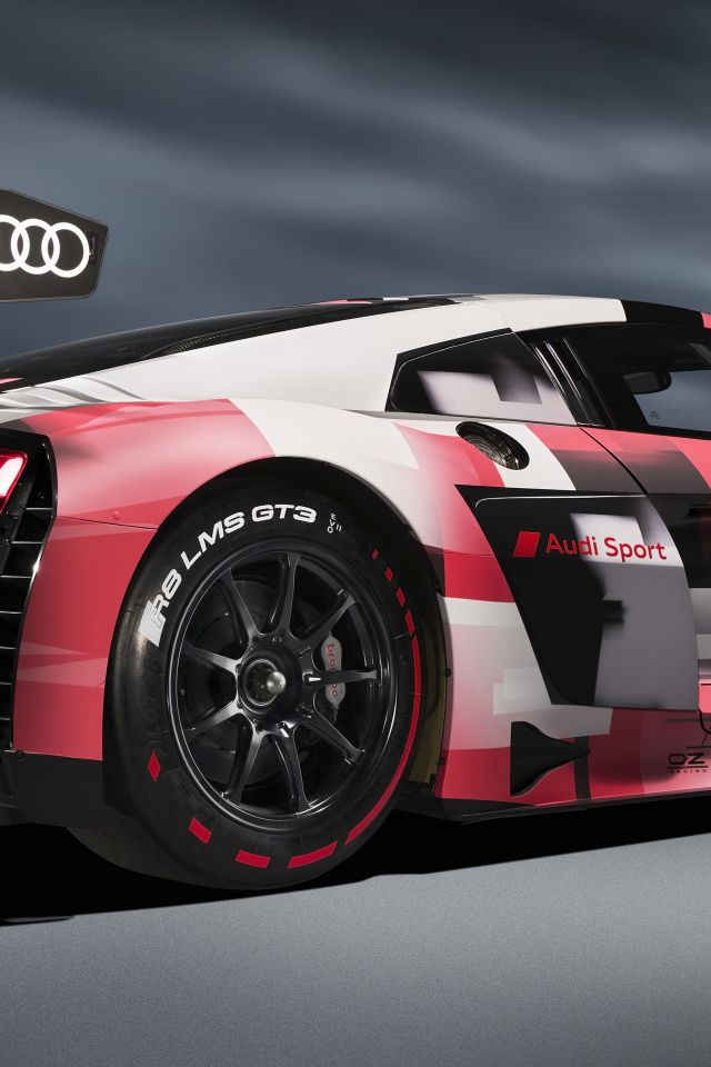 Гоночный автомобиль Audi R8 LMS GT3 Evo II 2022 года на сером фоне