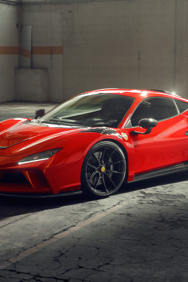 Красный дорогой автомобиль Novitec Ferrari F8 Tributo N-Largo 2021 года