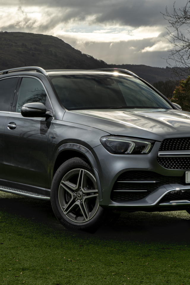 Серебристый автомобиль Mercedes-Benz GLE 350 De 4MATIC AMG Line на траве