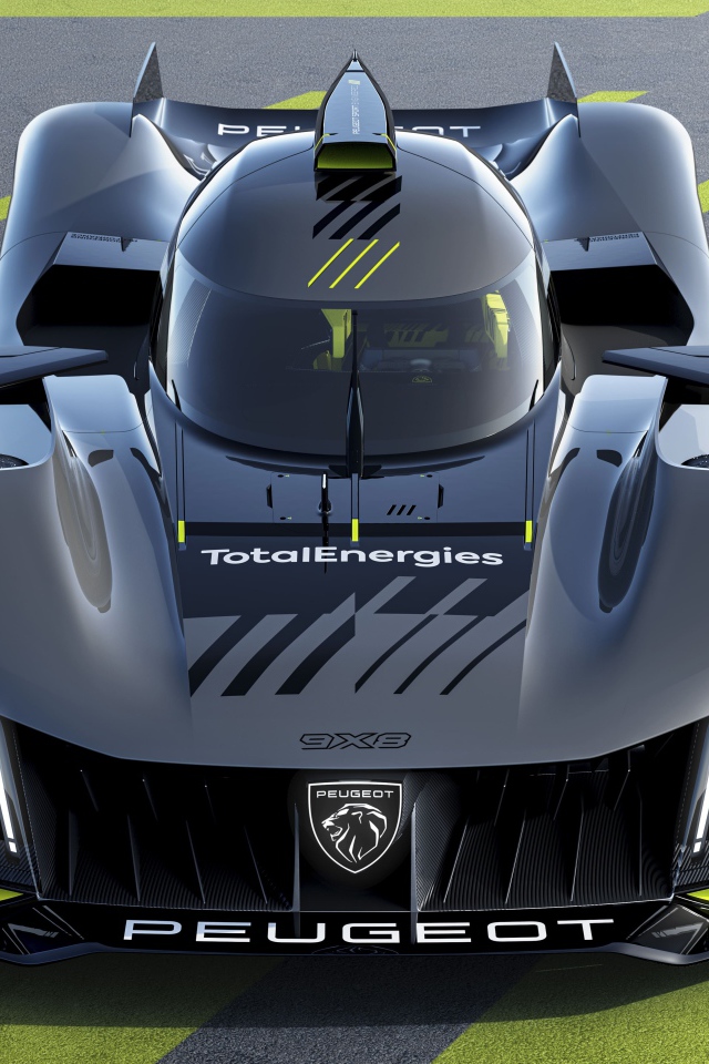 Гоночный автомобиль Peugeot 9X8,  2022 года вид сверху