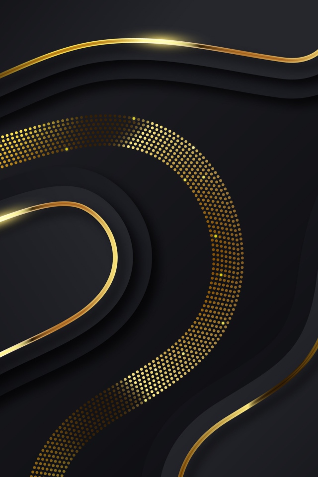 Черный фон с золотыми волнами 