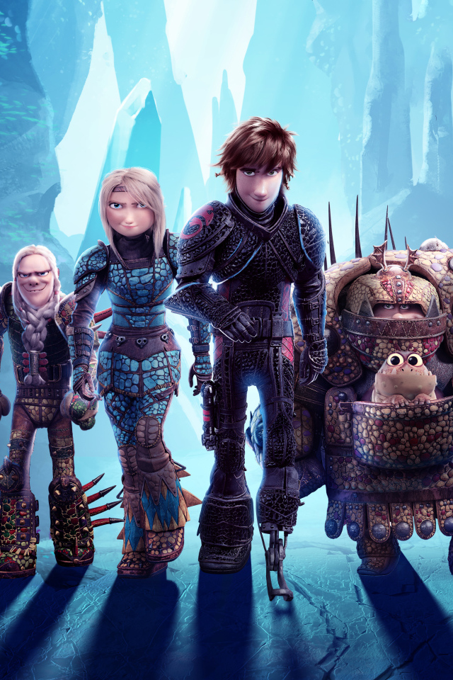 Красивый красочный постер мультфильма Как приручить дракона 3