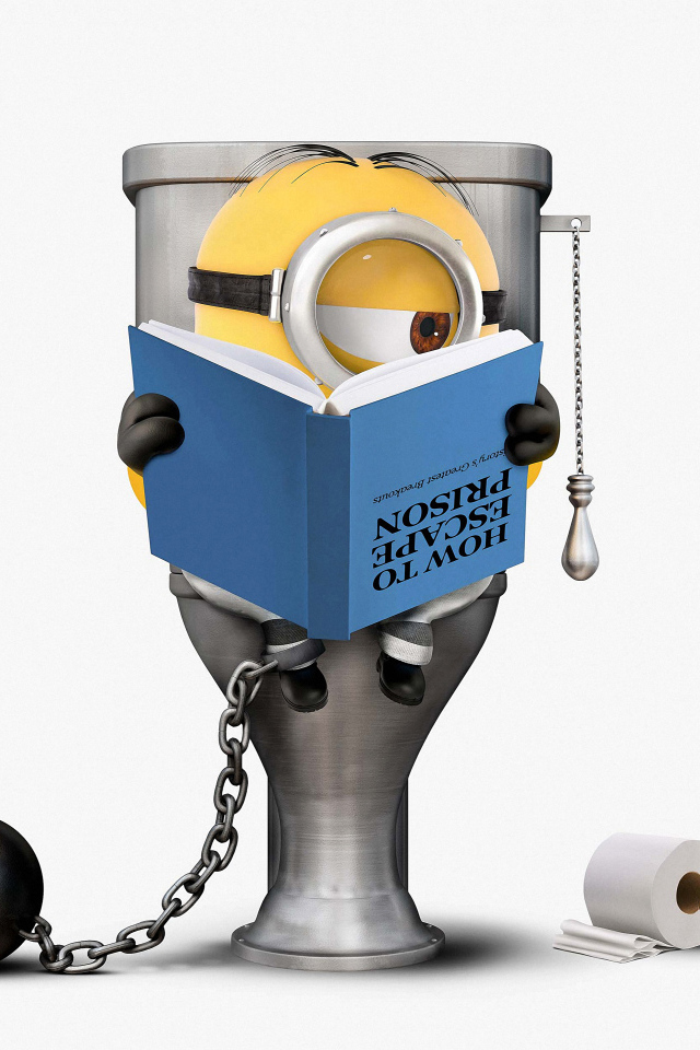 Миньон на унитазе на белом фоне мультфильм Гадкий я 3